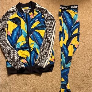 Adidas Multicolor Leaf Print Tracksuit